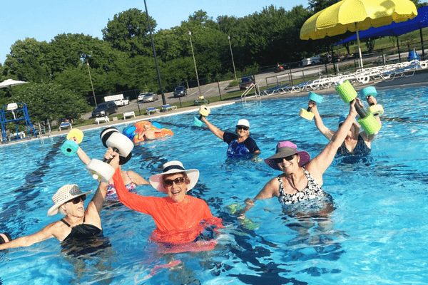 seniors in a swimming class